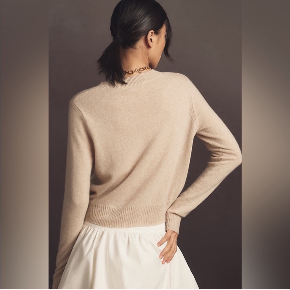 Reformation Dana Cashmere Crew Sweater in Light Sand - Picture 2 of 7